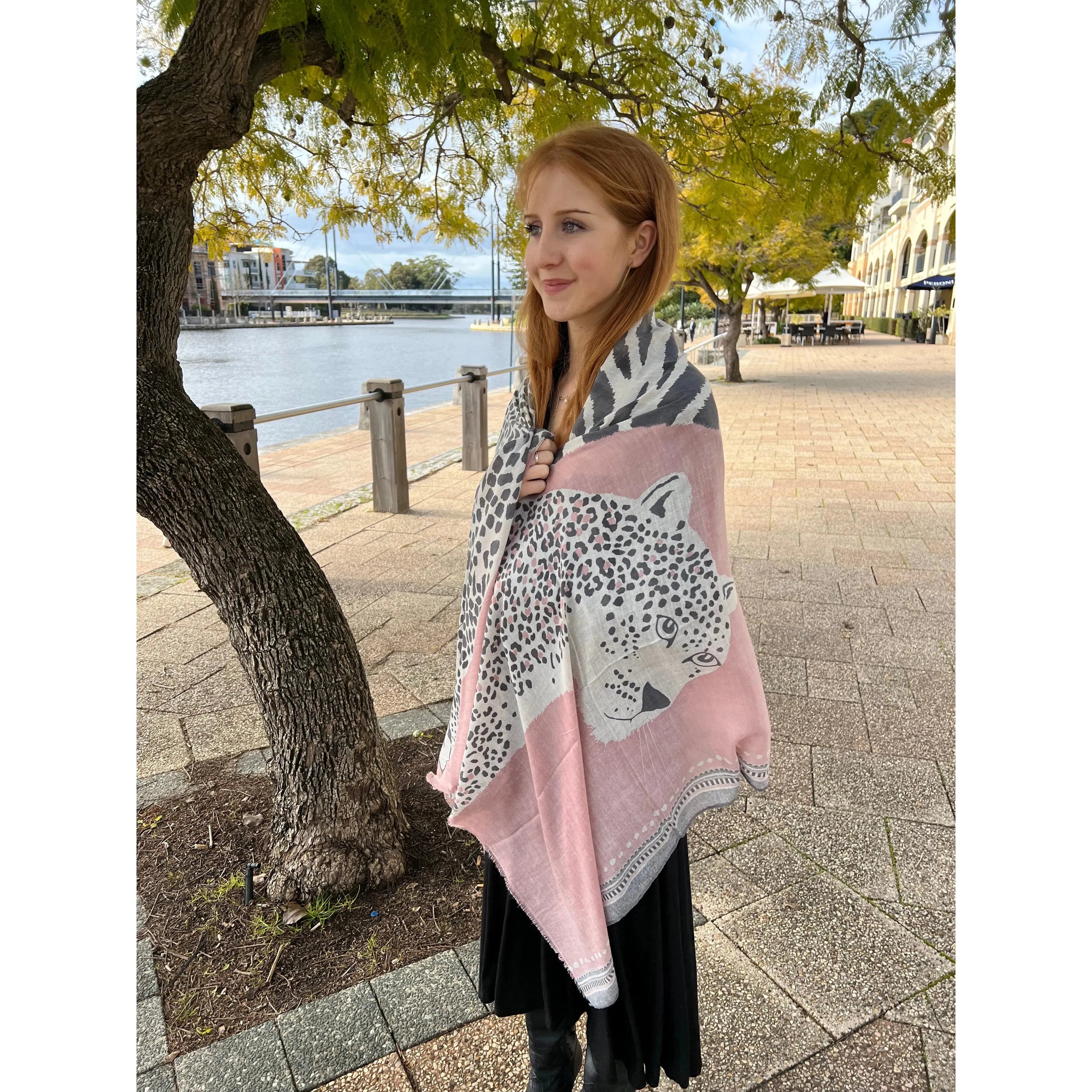 Pink leopard print deals scarf