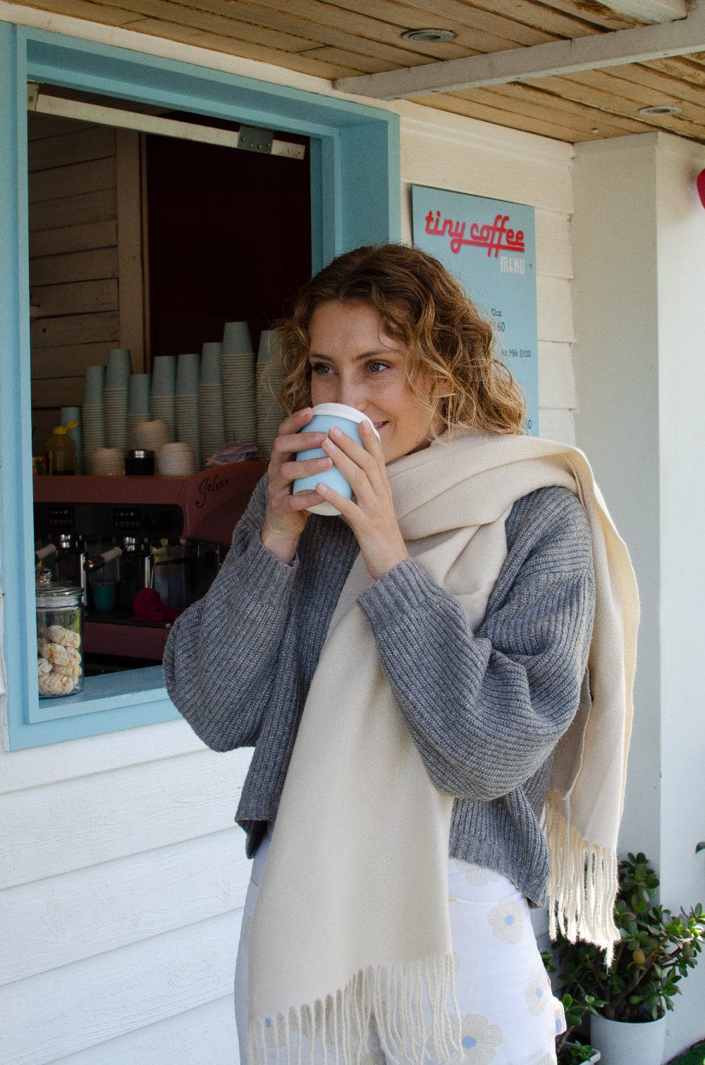 Winter Scarf Duo Tone Cream/Off White – Scarves Australia