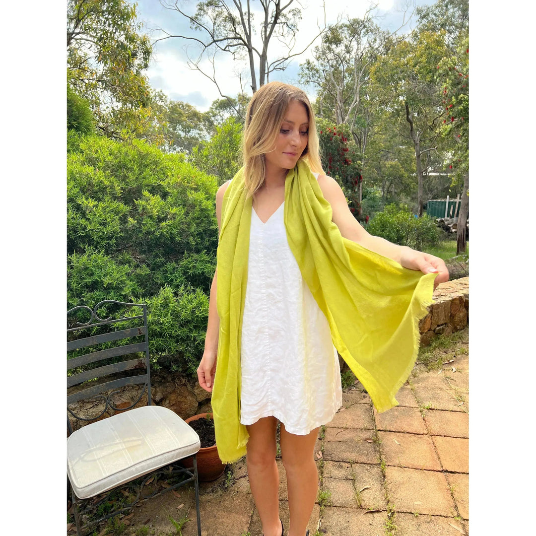 Scarves Australia Evening Shawls ✨ Luxury Shawl - Silk Cashmere - Key Lime