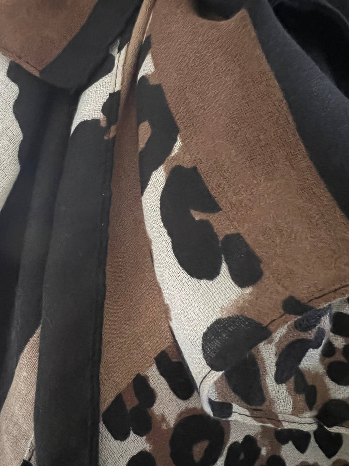 Scarves Australia Fashion Scarves Animal Print Scarf - Chocolate Brown Black