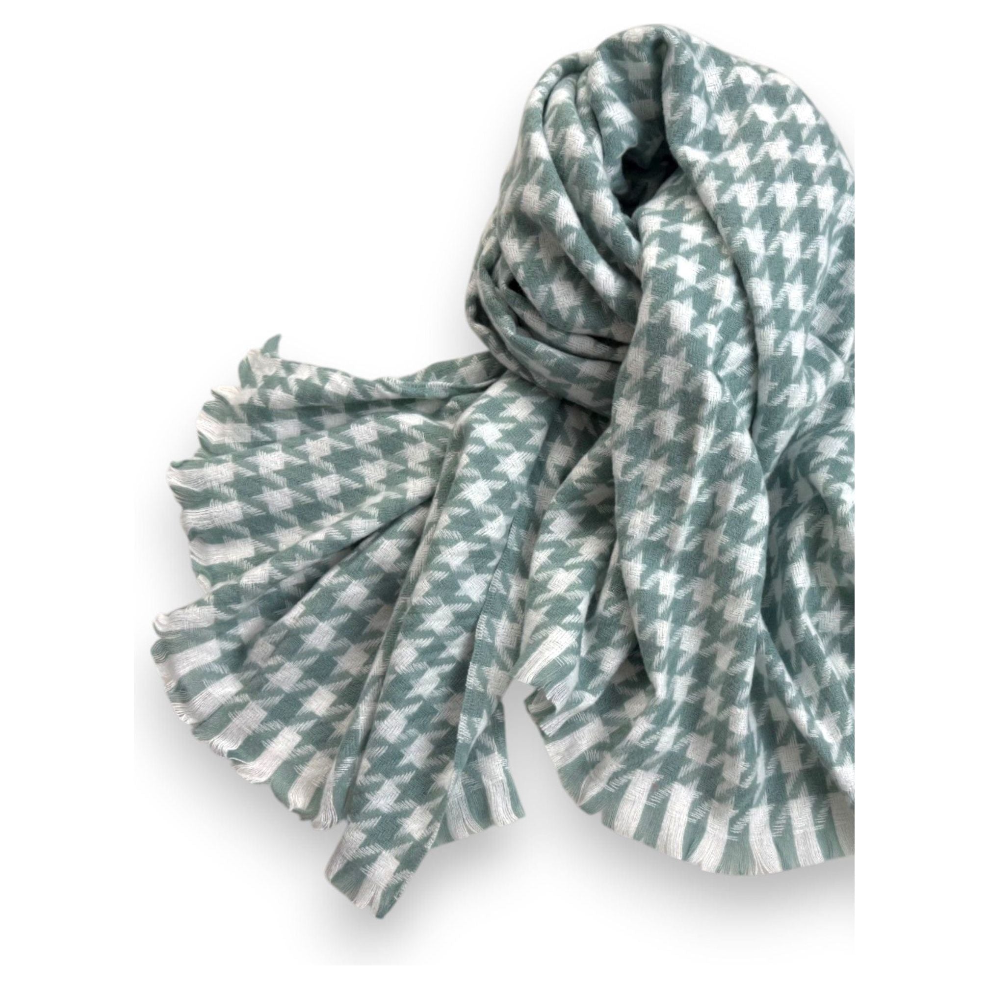 Houndstooth Scarf - Sea Green White – Scarves Australia