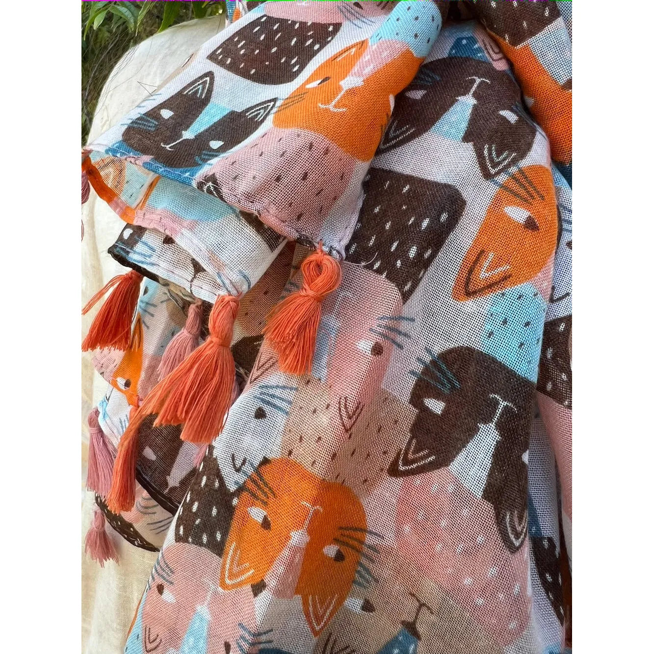 🧡 Cat Scarf Multicoloured Tassel Scarf – Scarves Australia