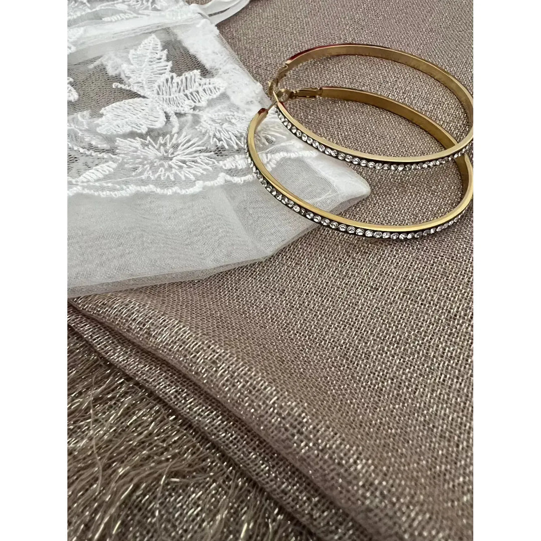 Scarves Australia 🧚🏻♀️Gift Pack - Metallic Shawl Champagne and Hoop Earrings