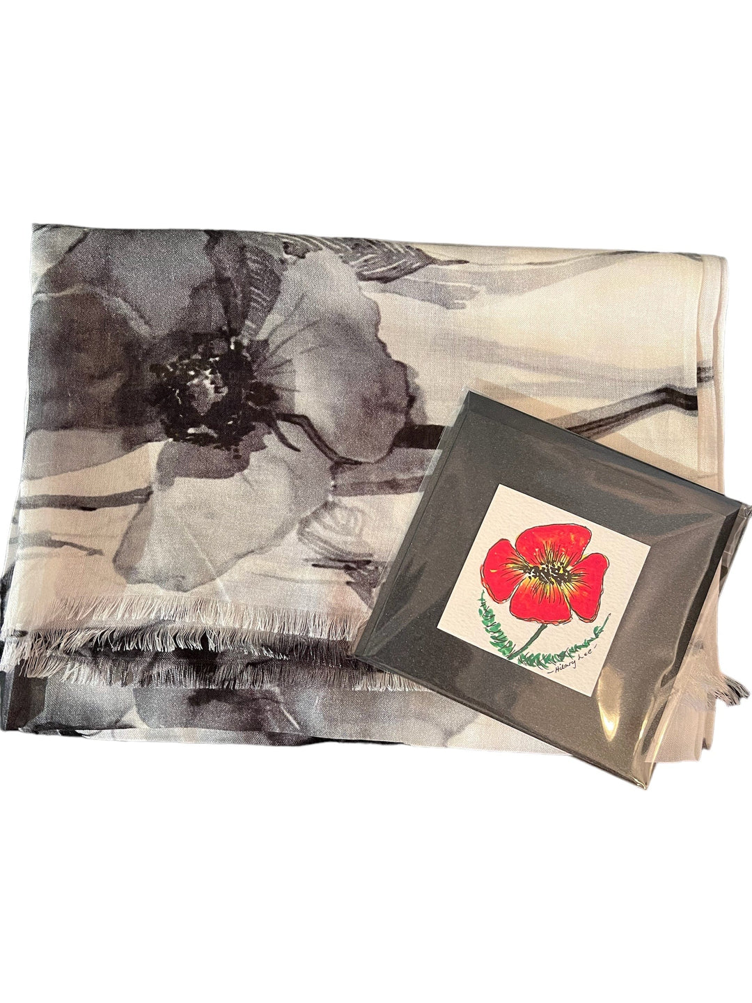Scarves Australia Gift Packs 🌺 Silk Modal Scarf Black Poppy with Gift Card