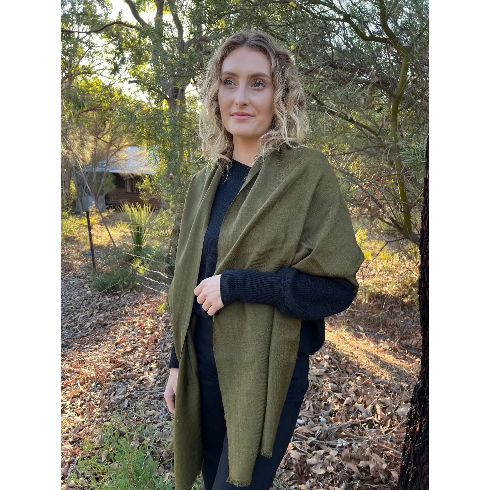 Scarves Australia Luxury Scarf Luxury Cashmere Shawl - Military Olive Green