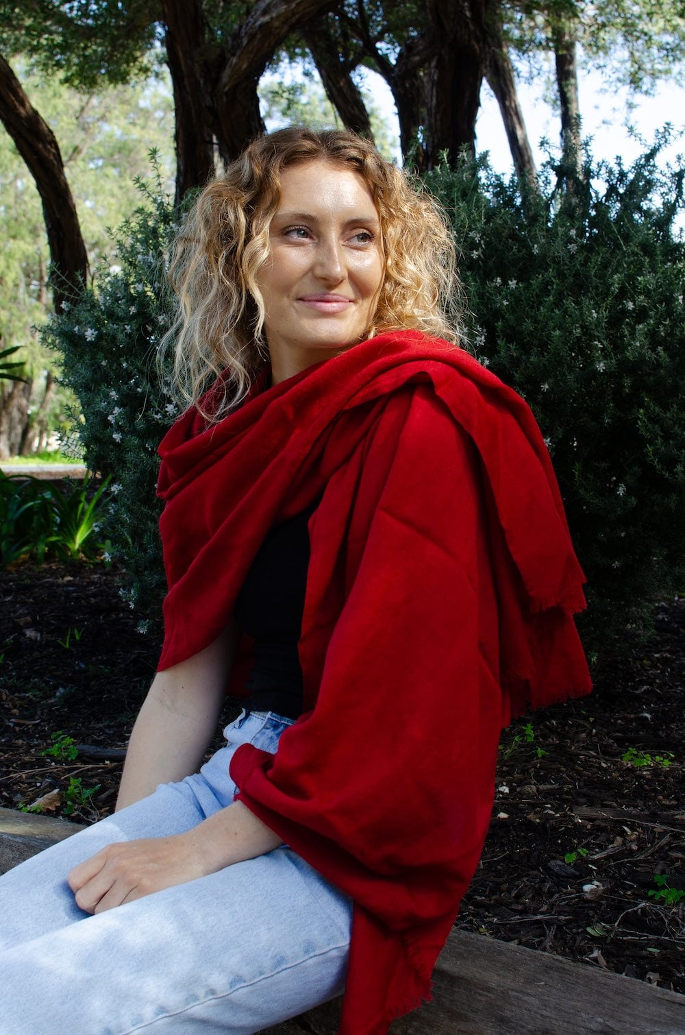 Scarves Australia Luxury Scarves Luxury Cashmere Shawl - Rich Ruby Red
