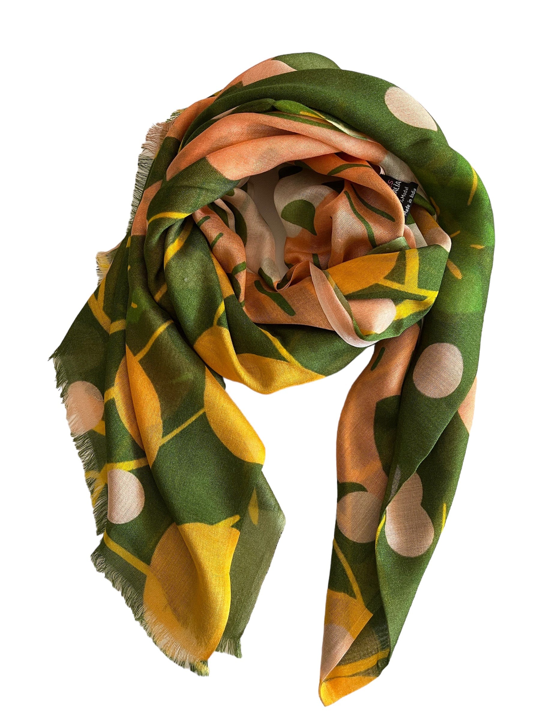 Scarves Australia Luxury Scarves Olive Green and Pink Floral Scarf - Luxury Modal