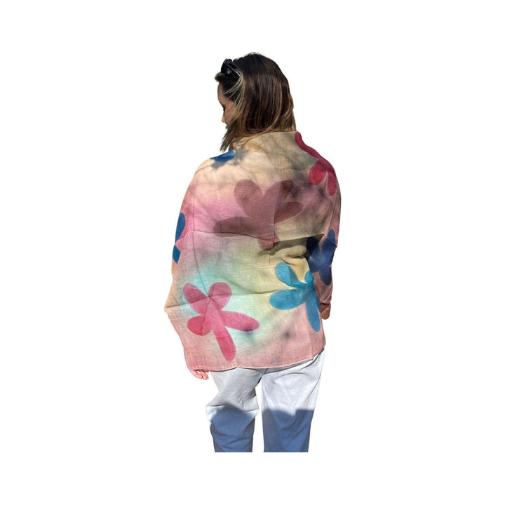 Scarves Australia Scarves & Shawls đ Cotton Linen Scarf - Floral Scarf Multicoloured  - Large Flowers