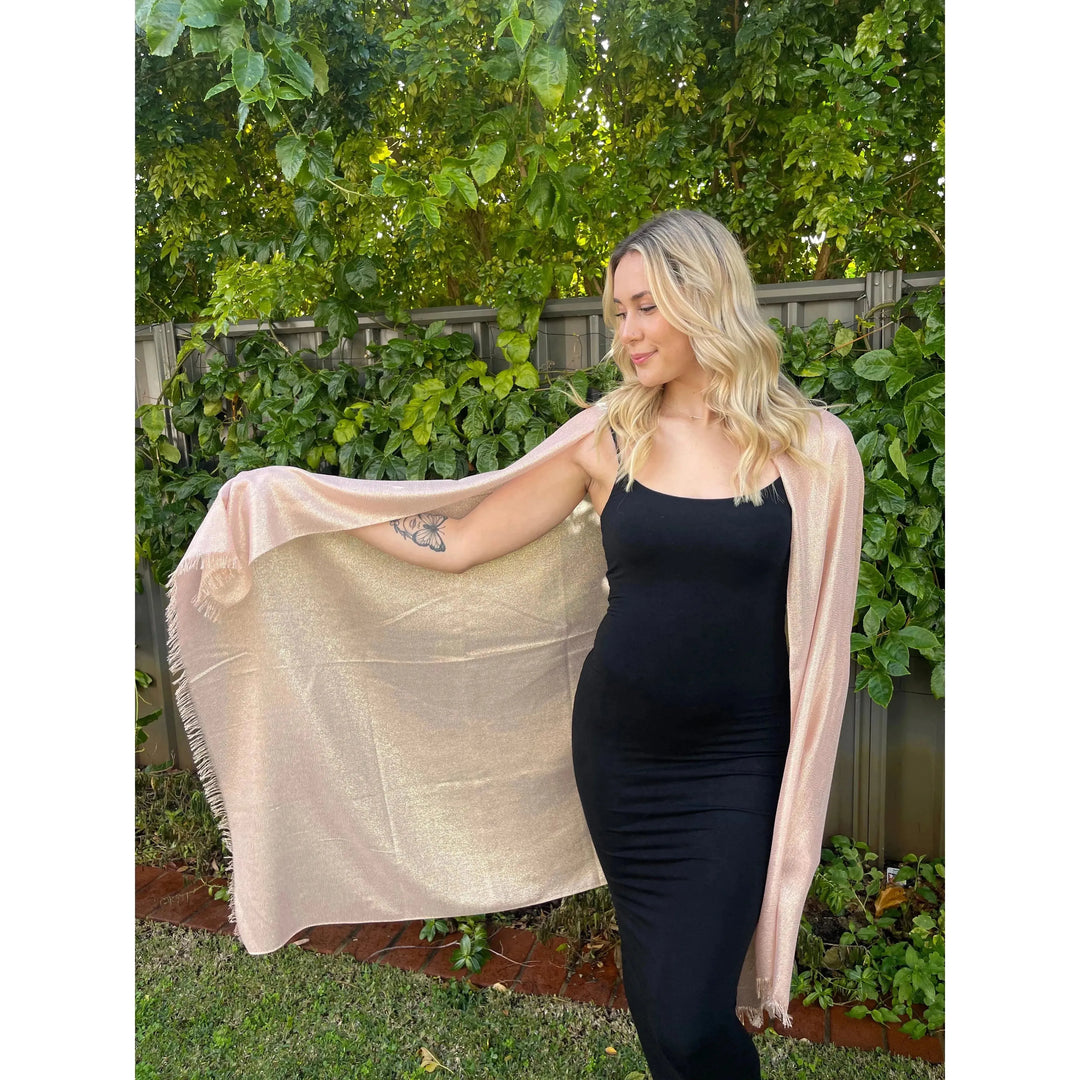 Scarves Australia Scarves & Shawls đ„ Metallic Scarf - Apricot Gold - Glamour Scarf