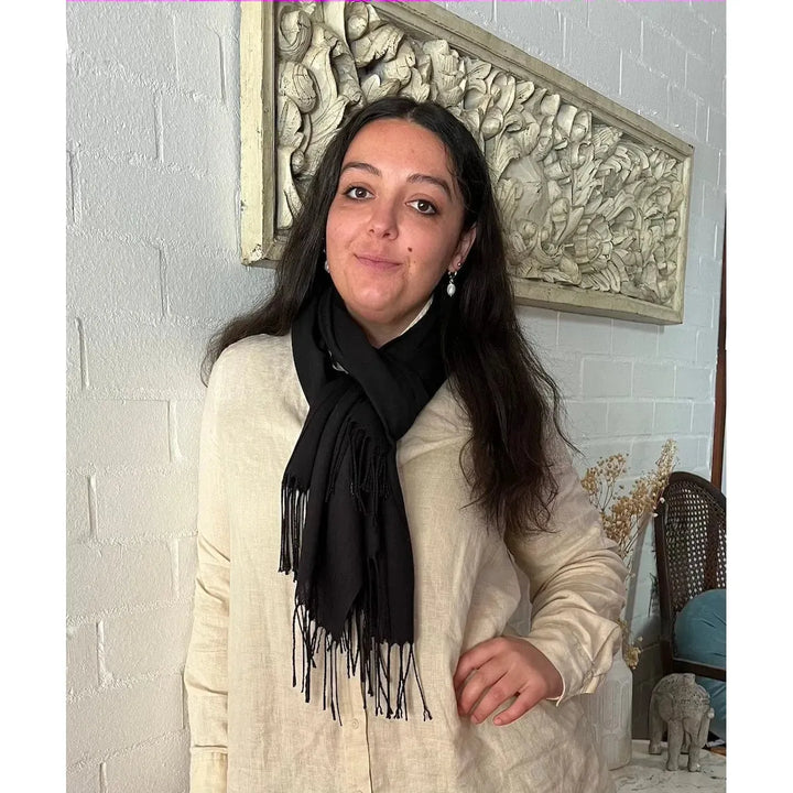 Scarves Australia Scarves & Shawls 💥Pashmina Shawl -Plain  Black Lightweight