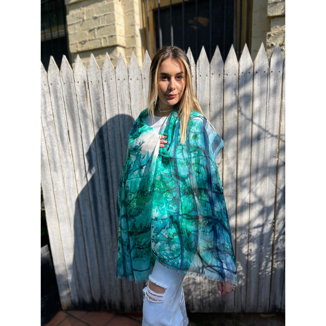 Scarves Australia Apparel & Accessories Modal Scarf - Turquoise Scarf Sea green Coastal Fauna