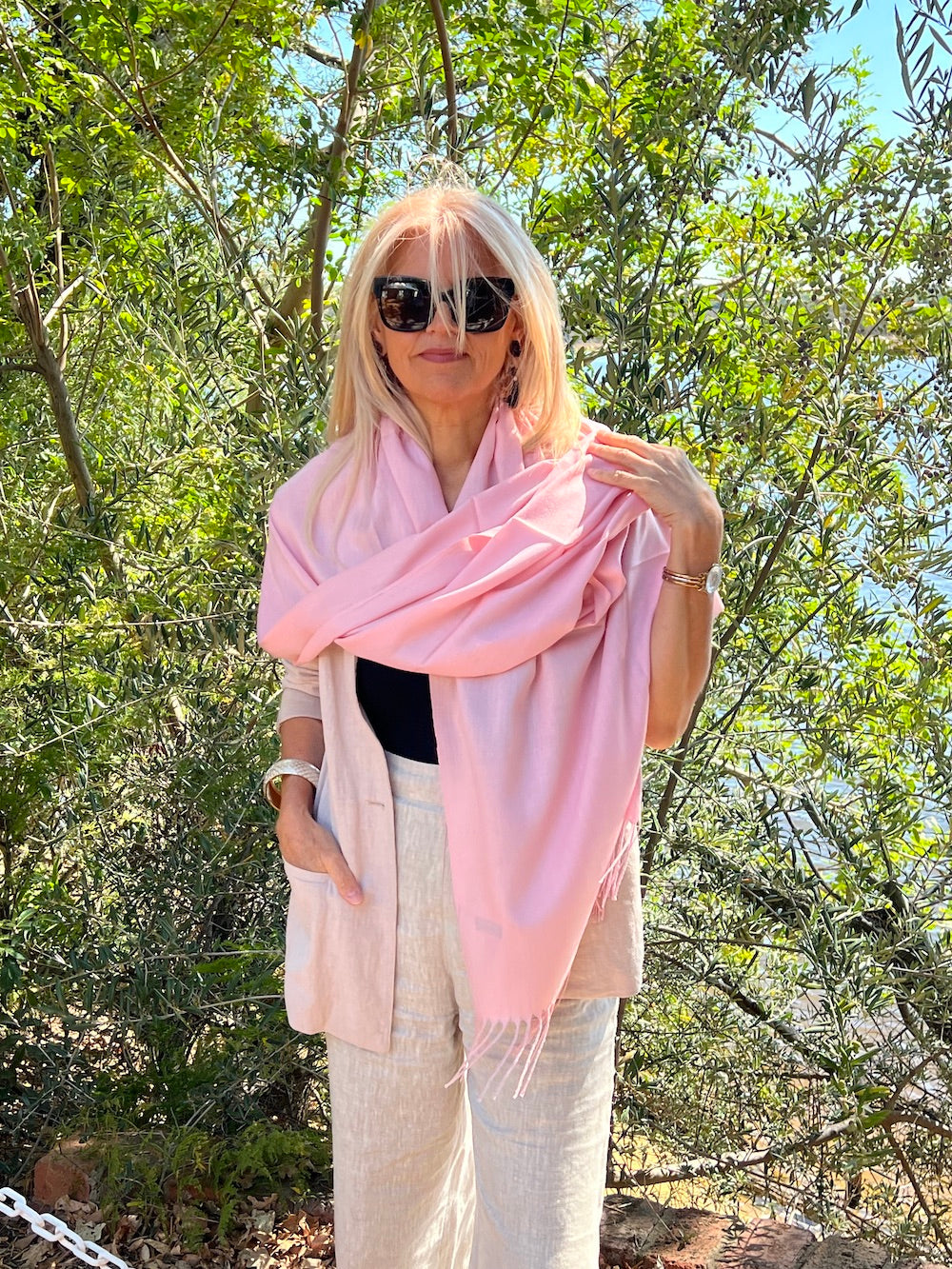 soft pink pashmina shawl lightweight
