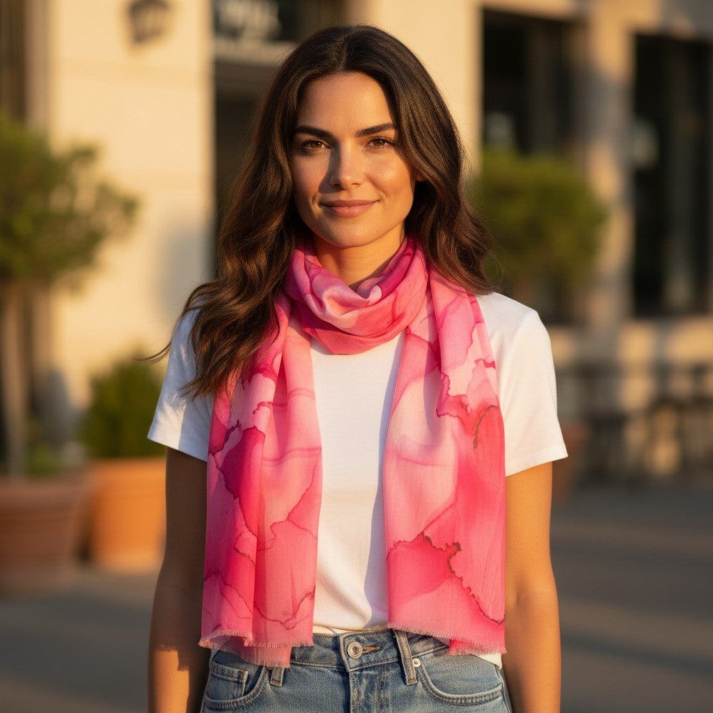 Pink Paradise Floral Scarf or Sarong – Cotton Modal