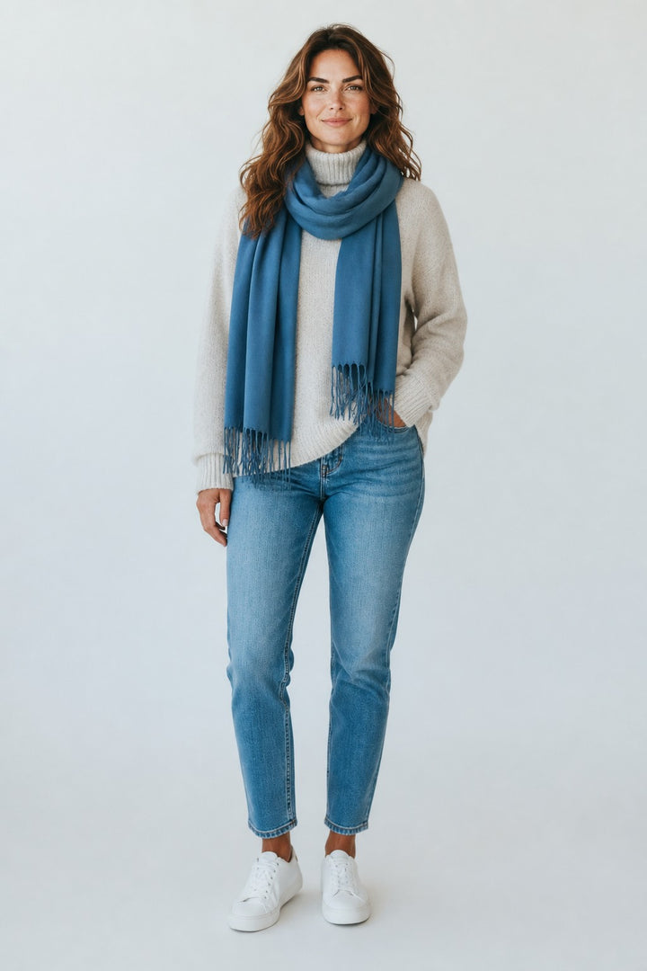 Pashmina Shawl – Coastal Blue | Luxury Soft Wrap