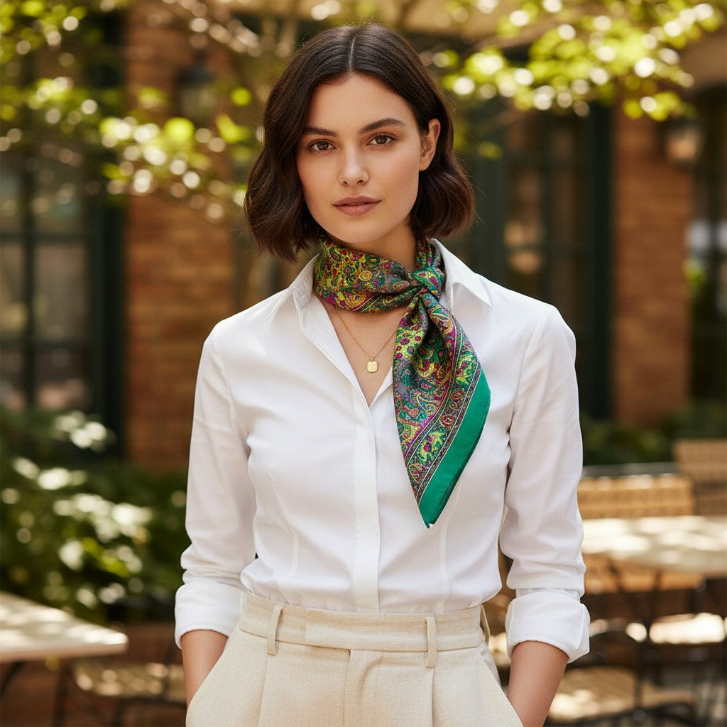 Pure Silk Square Scarf - Emerald Jewel