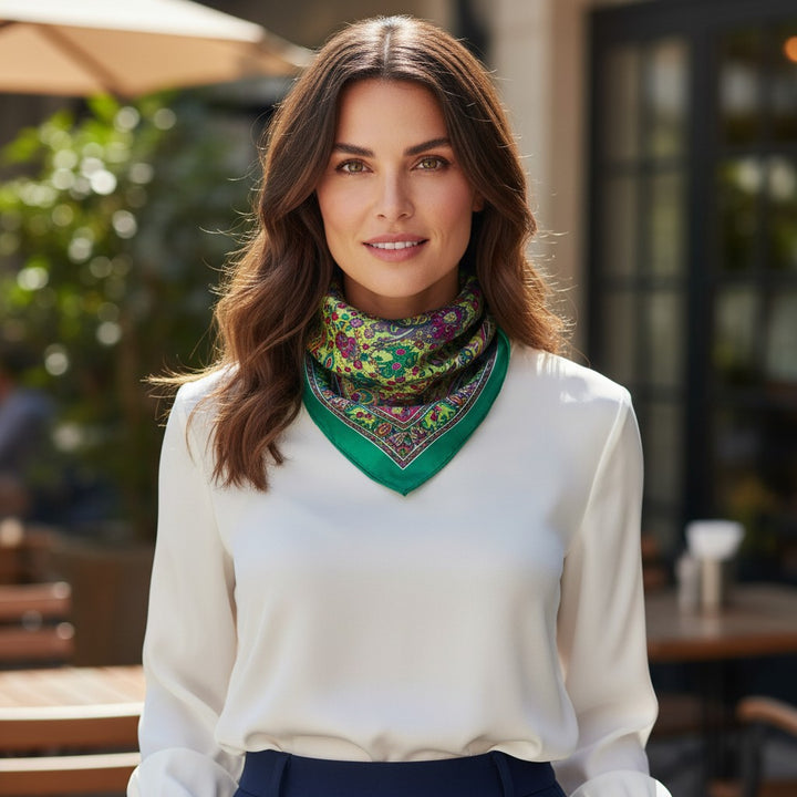 Pure Silk Square Scarf - Emerald Jewel