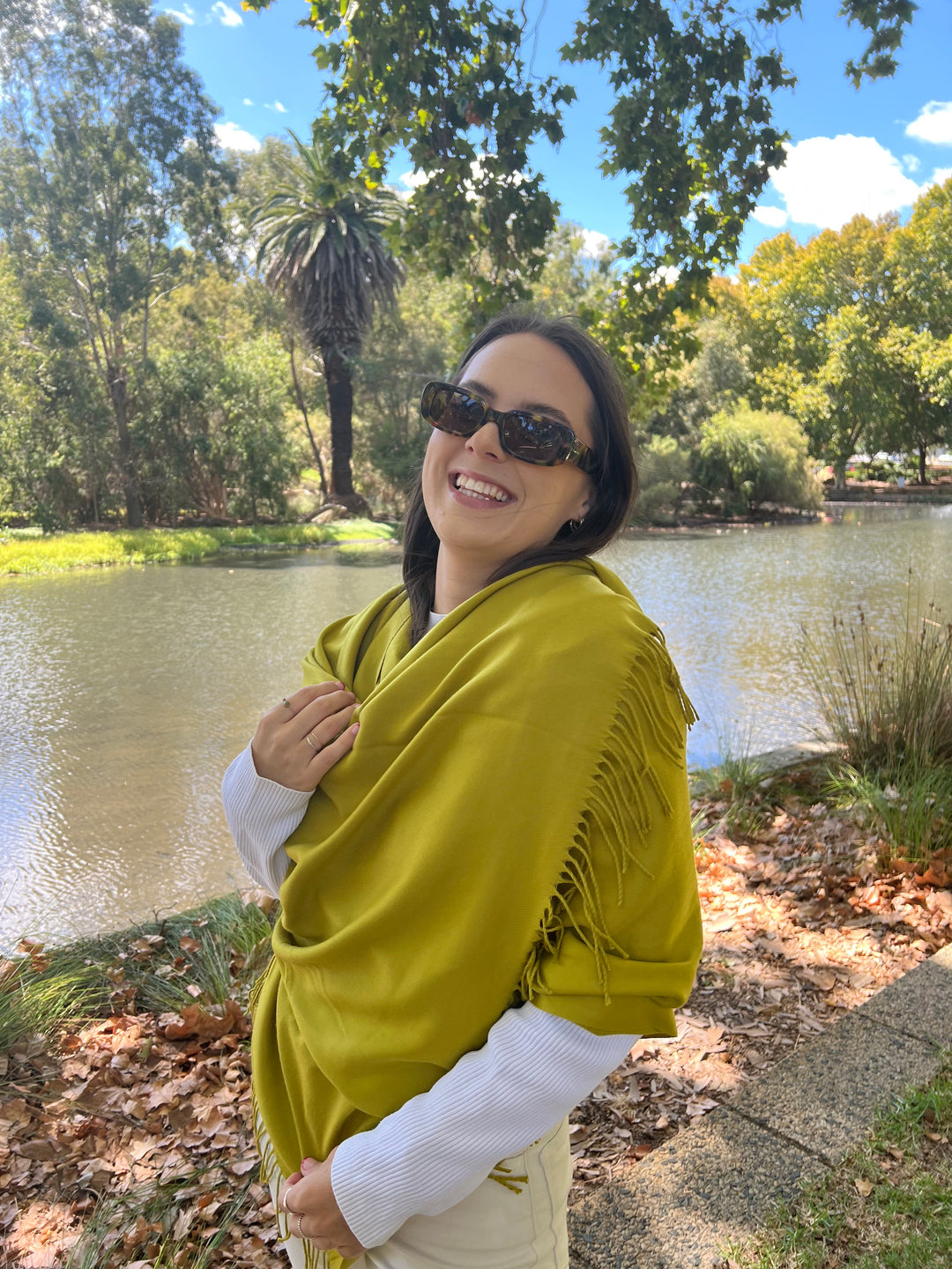 Pashmina Shawl – Olive Chartreuse