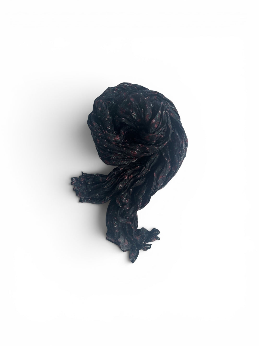 Black Floral Crinkle Scarf