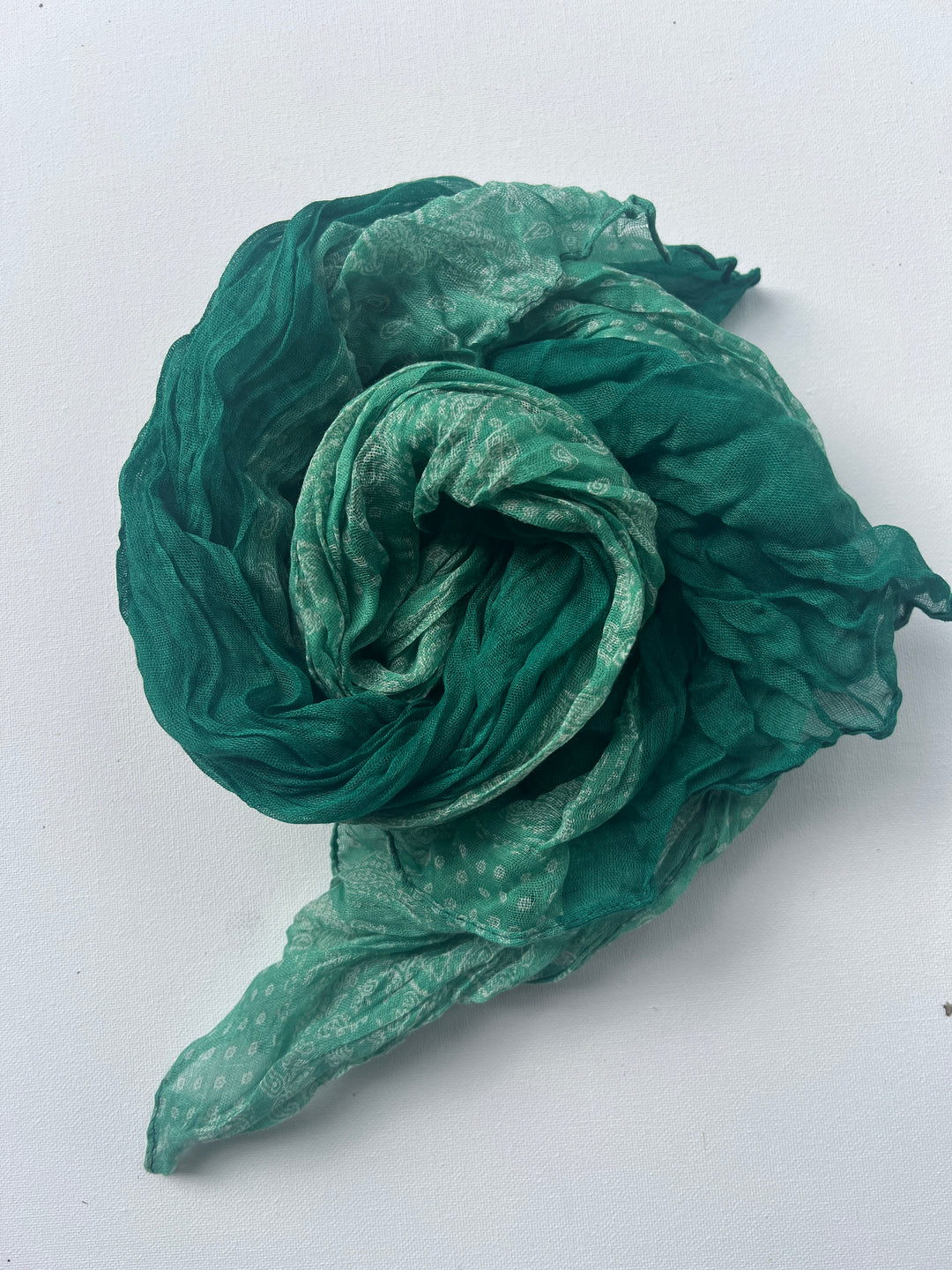 Evergreen Panelled Crinkle Scarf