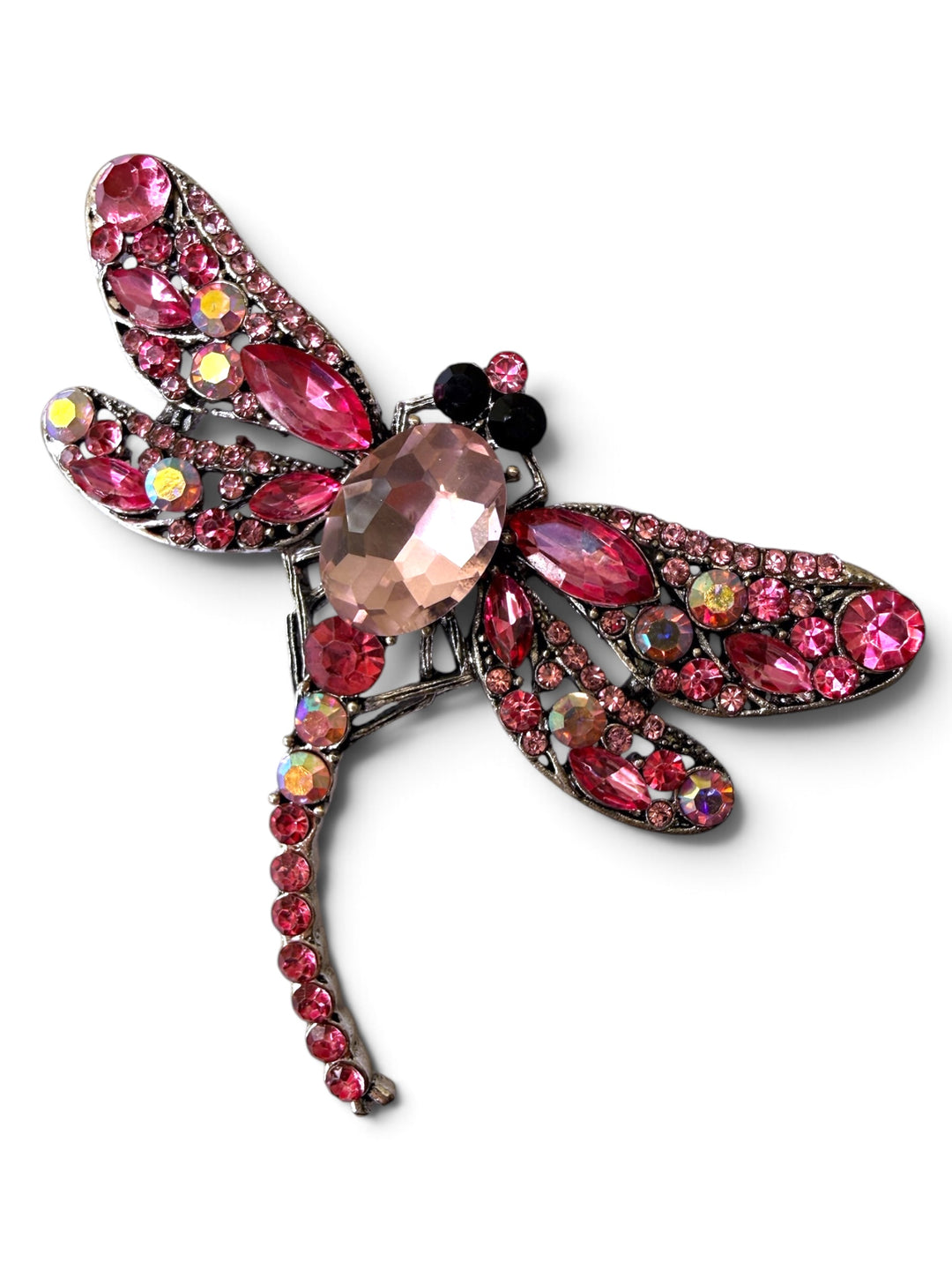 Crystal Dragonfly Brooch - Pretty Pink Small