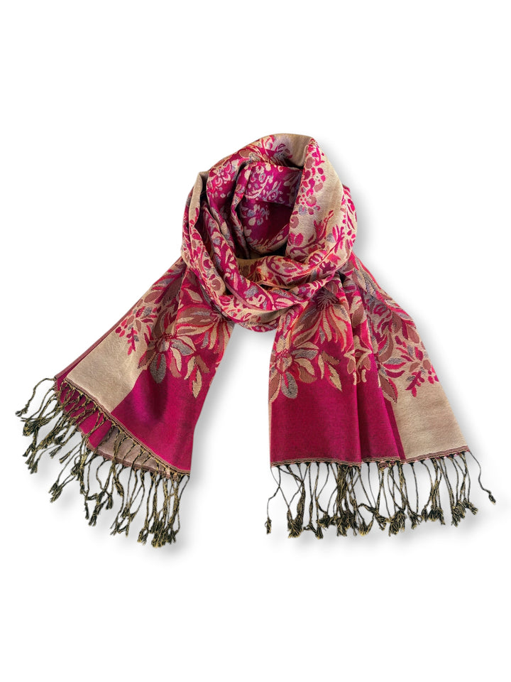 Fuchsia Bloom Deep Pink Floral Shawl