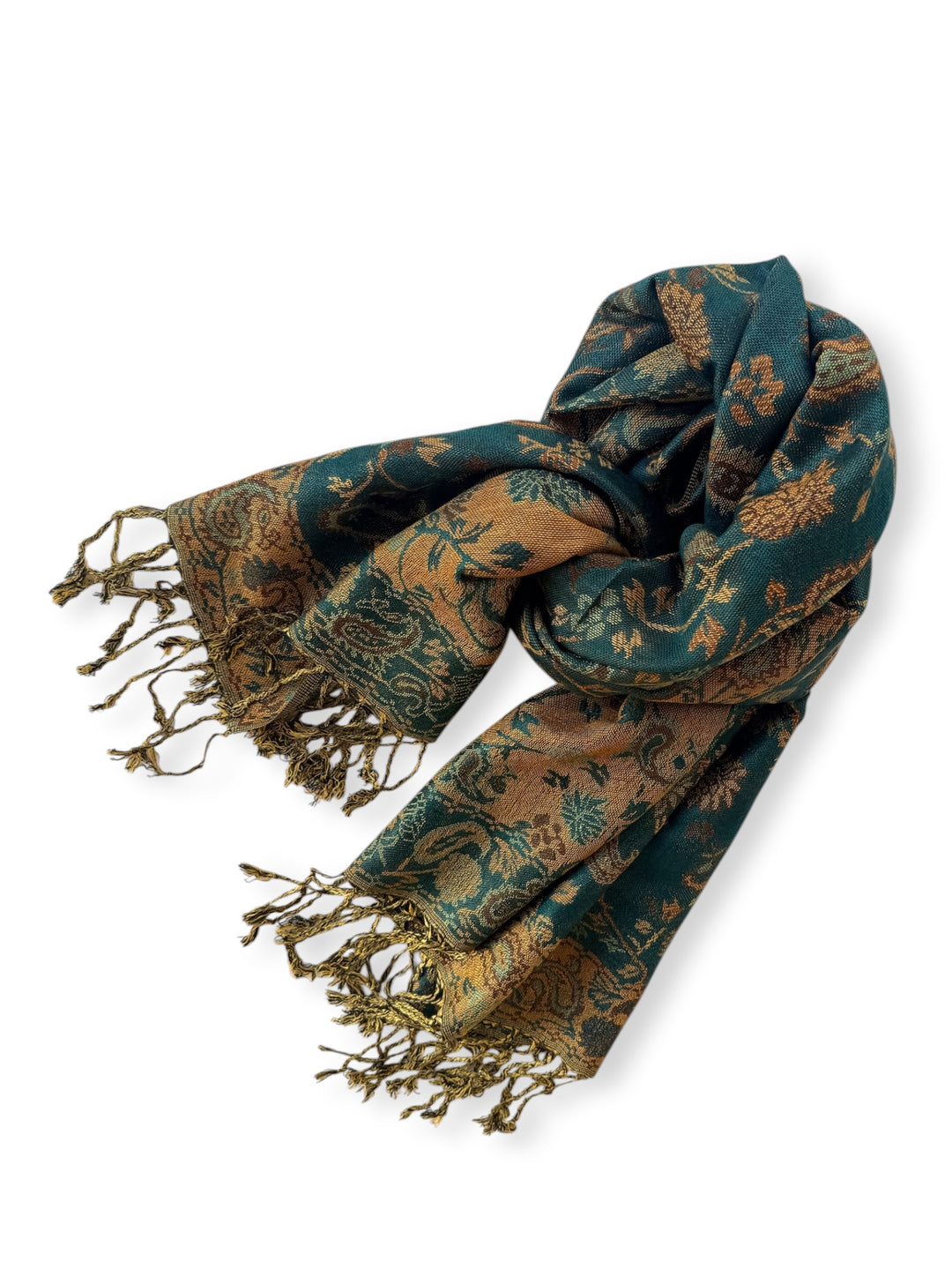 Byzantine Teal -  Paisley Pashmina Floral Luxury Wrap