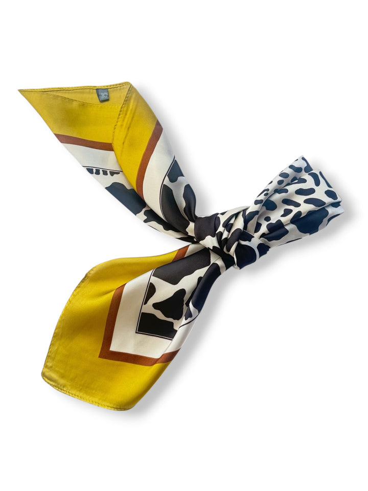 Square Satin Neck Scarf – Golden Leopard | Chic Silk Feel Neck Tie