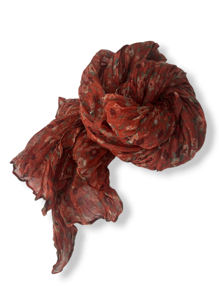 Cinnamon Rust - Floral Crinkle Scarf