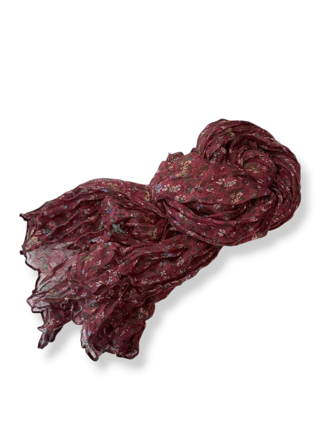 Burgundy Bloom - Floral Crinkle Scarf