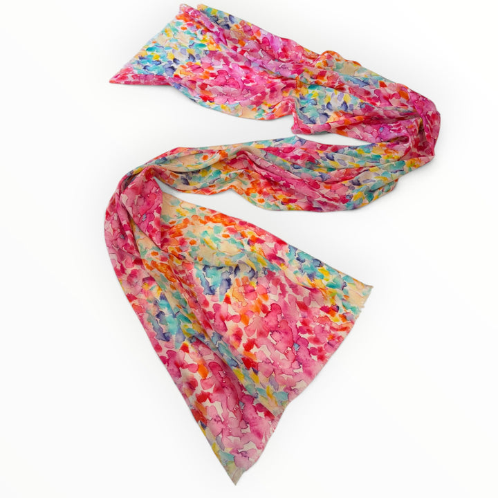 Watercolour Bloom Scarf – Pink Multi Colour Cotton Modal