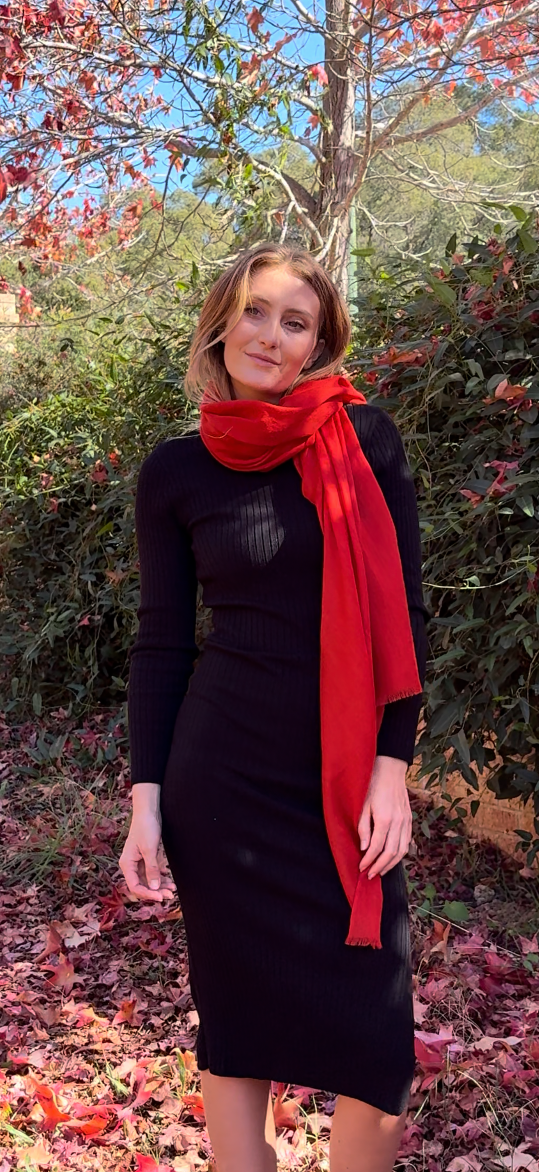 Scarlet Red Cashmere Silk Luxury Shawl