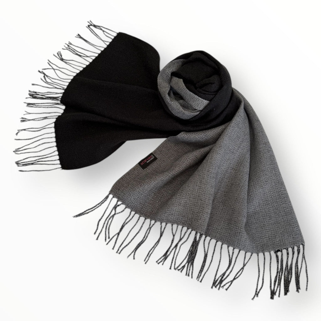 Black Winter Scarf Duo Tone Black Grey – Scarves Australia