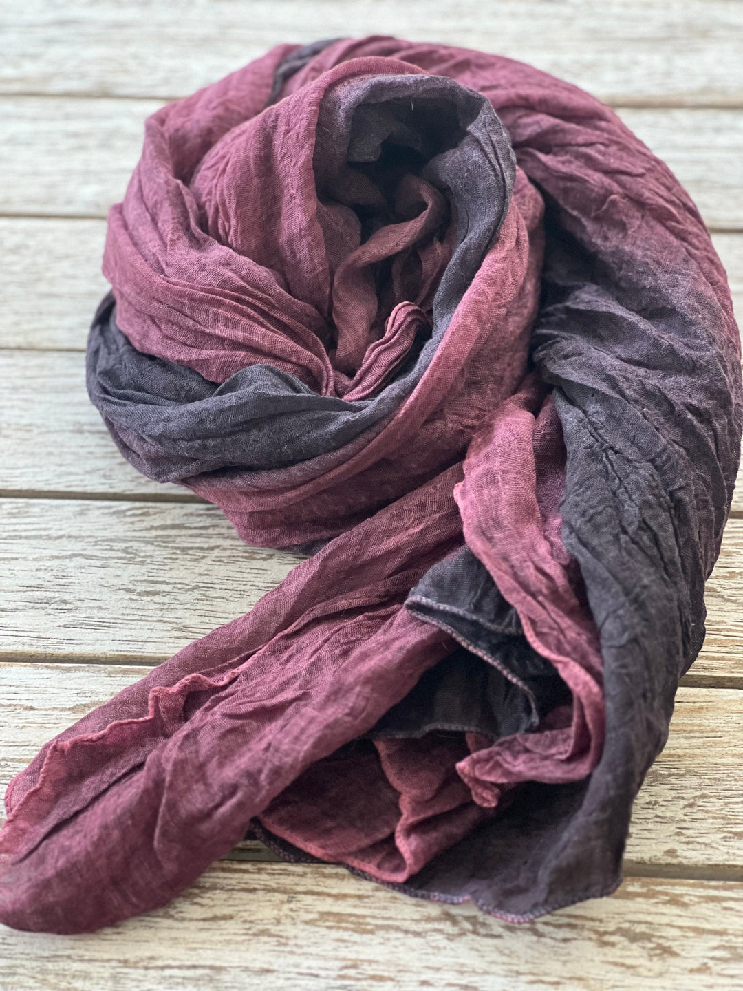 Scarves Australia Apparel & Accessories Cottn Crinkle Scarf - Deep Berry Pinks - Panelled Ombre