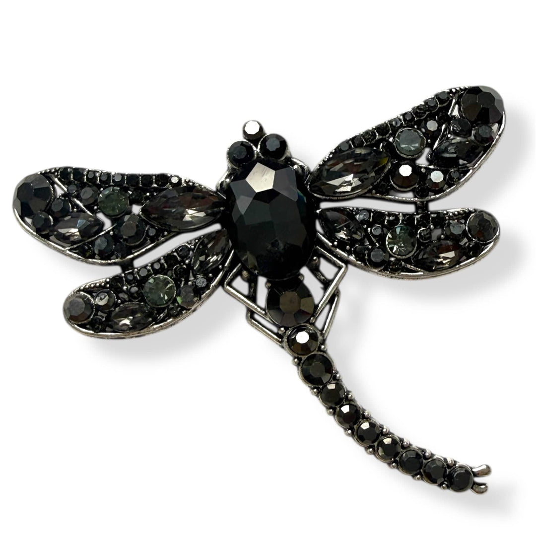 Scarves Australia Apparel & Accessories Dragonfly Brooch - Charcoal Black