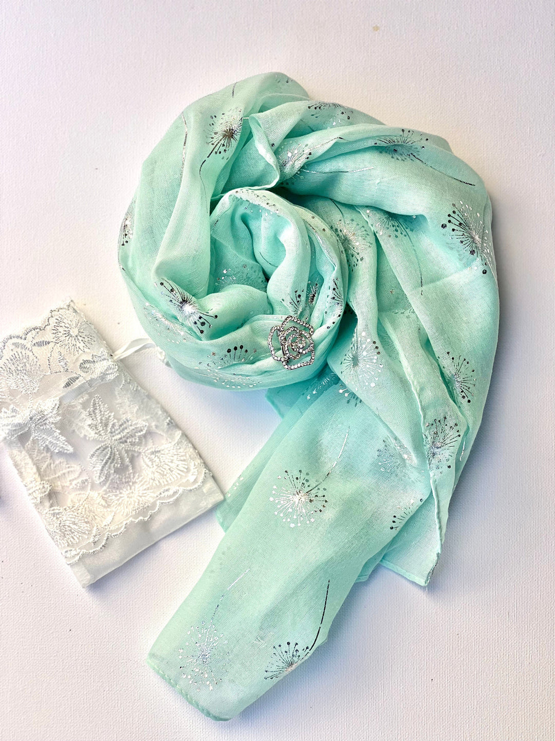 Scarves Australia Apparel & Accessories Gift Pack - Mint Green Scarf with Brooch