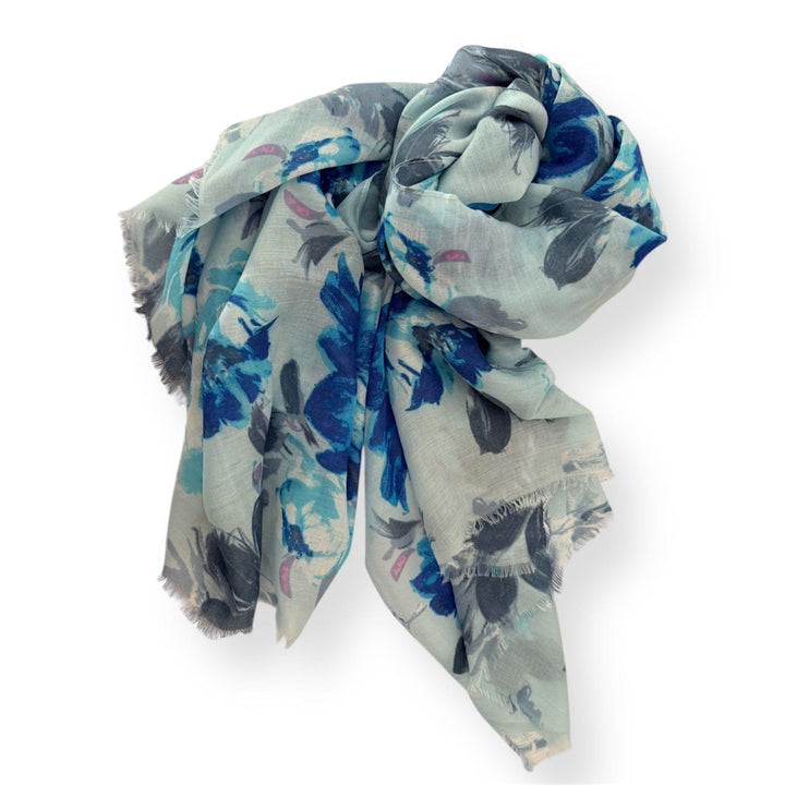 Scarves Australia Apparel & Accessories Light Blue Grey Floral Scarf