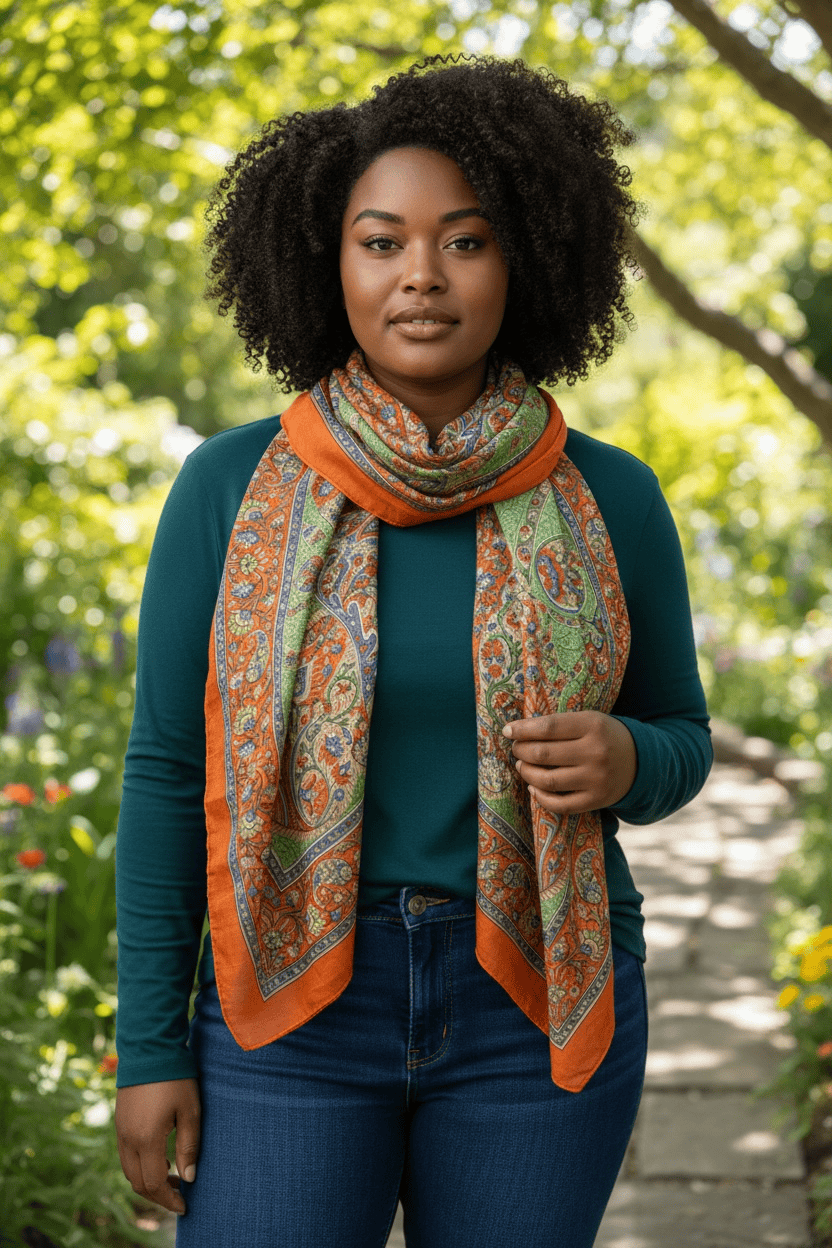 Scarves Australia Apparel & Accessories Luxury Pure Silk Scarf – Autumn Paisley Square