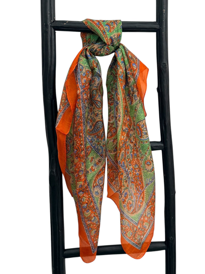 Scarves Australia Apparel & Accessories Luxury Pure Silk Scarf – Autumn Paisley Square