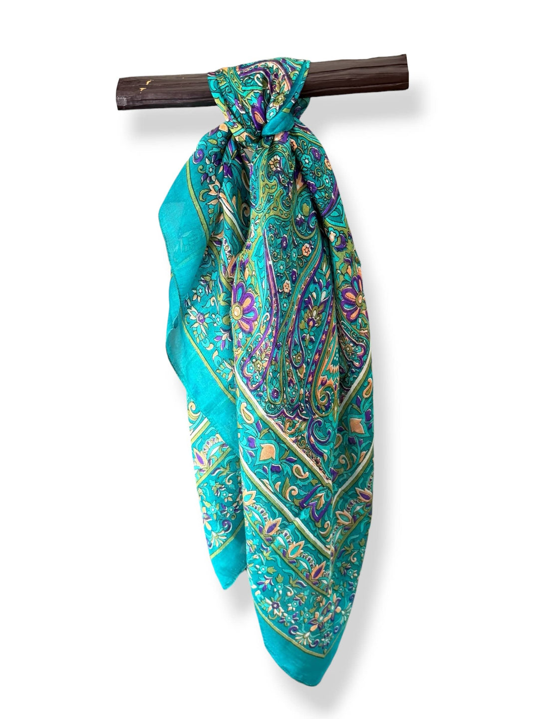 Scarves Australia Apparel & Accessories Luxury Pure Silk Scarf – Turquoise Jewel Floral Square