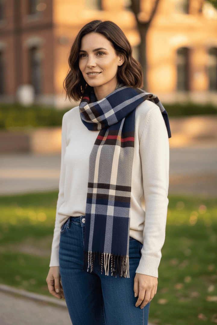 Scarves Australia Apparel & Accessories Mens/Unisex Scarf - Plaid Check Brown Blue