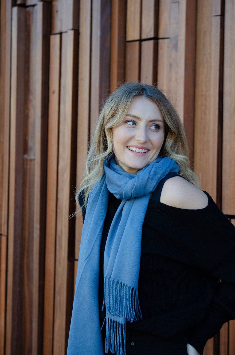 Scarves Australia Apparel & Accessories Pashmina Shawl Scarf- Blue Steel