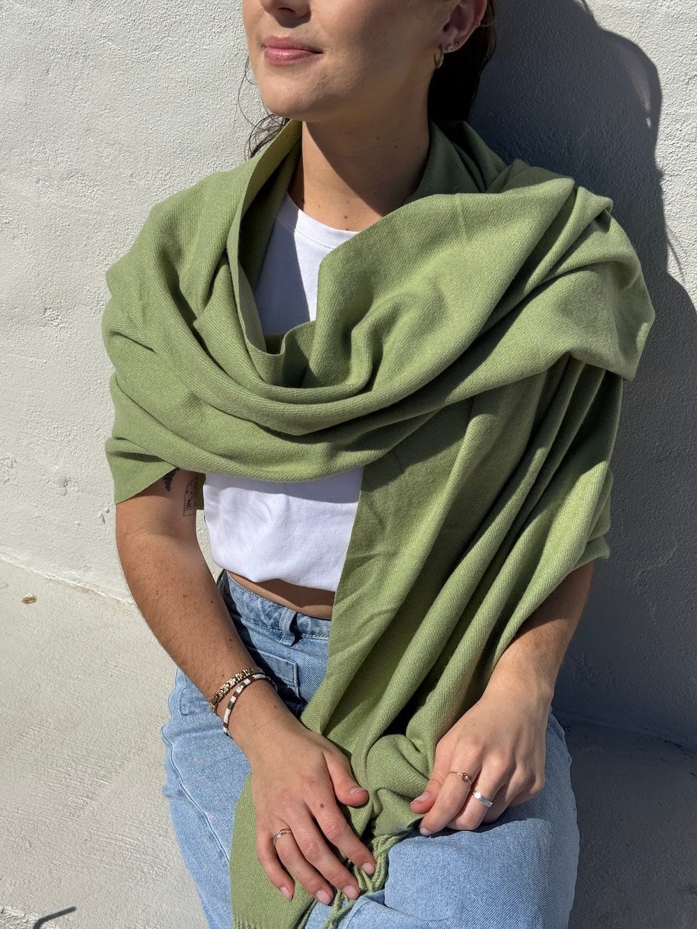Scarves Australia Apparel & Accessories 💥  Pashmina-style Shawl Leaf Green - Extra Warmth