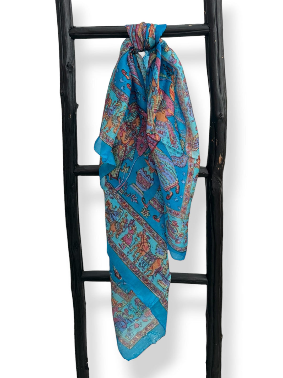 Scarves Australia Apparel & Accessories Pure Silk Scarf - Cerulean Blue Heritage Square