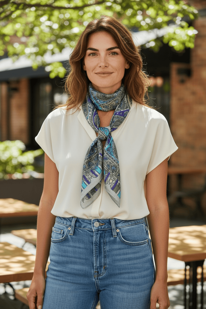 Scarves Australia Apparel & Accessories Pure Silk Scarf - Multi-tone Paisley