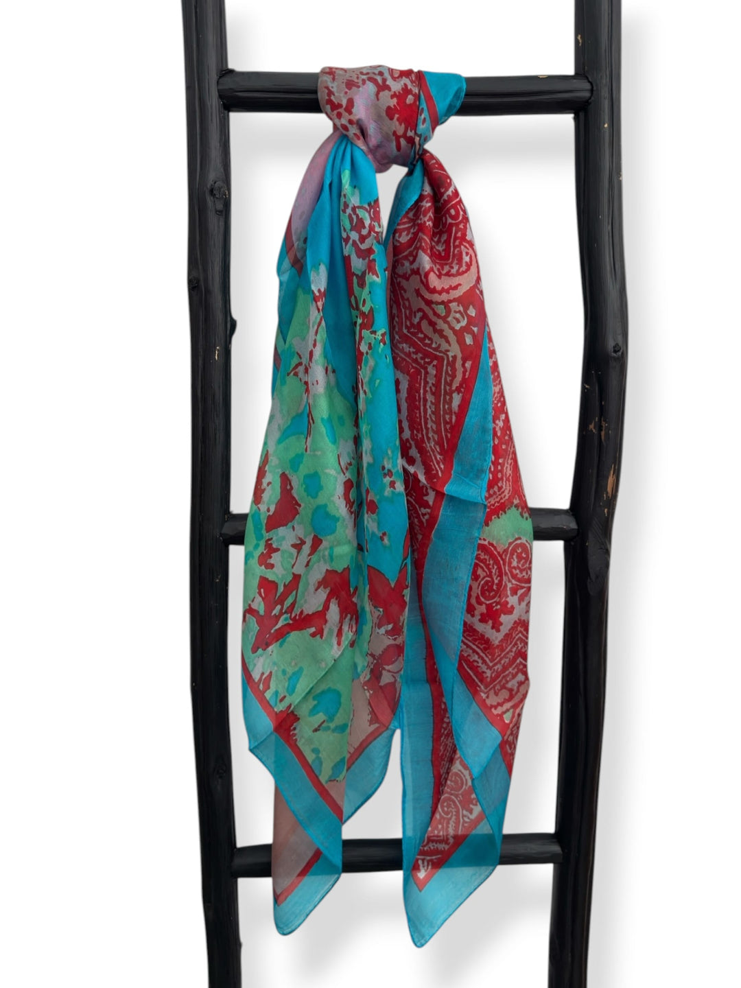 Scarves Australia Apparel & Accessories Silk Scarf - Aqua Coral Red Square
