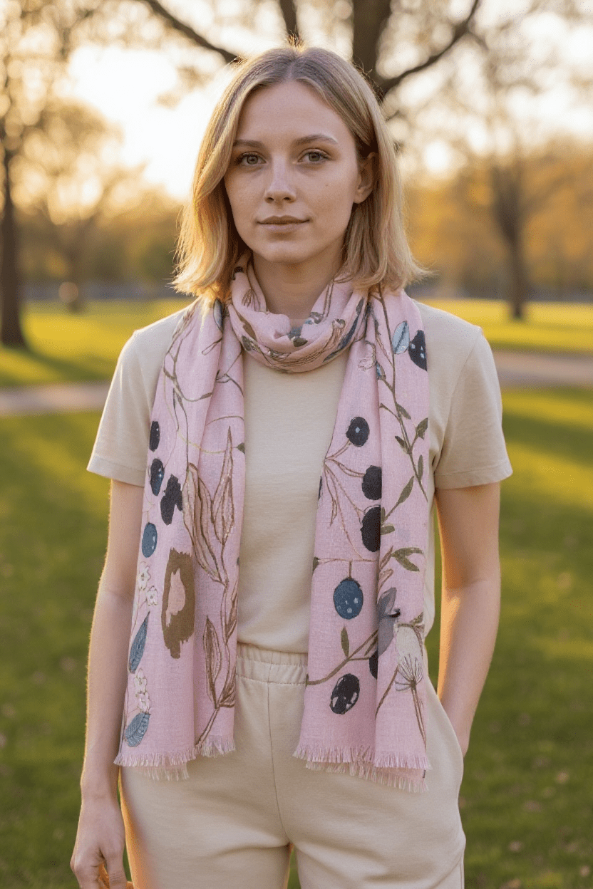 Scarves Australia Apparel & Accessories Soft Pink Scarf Australian Fauna