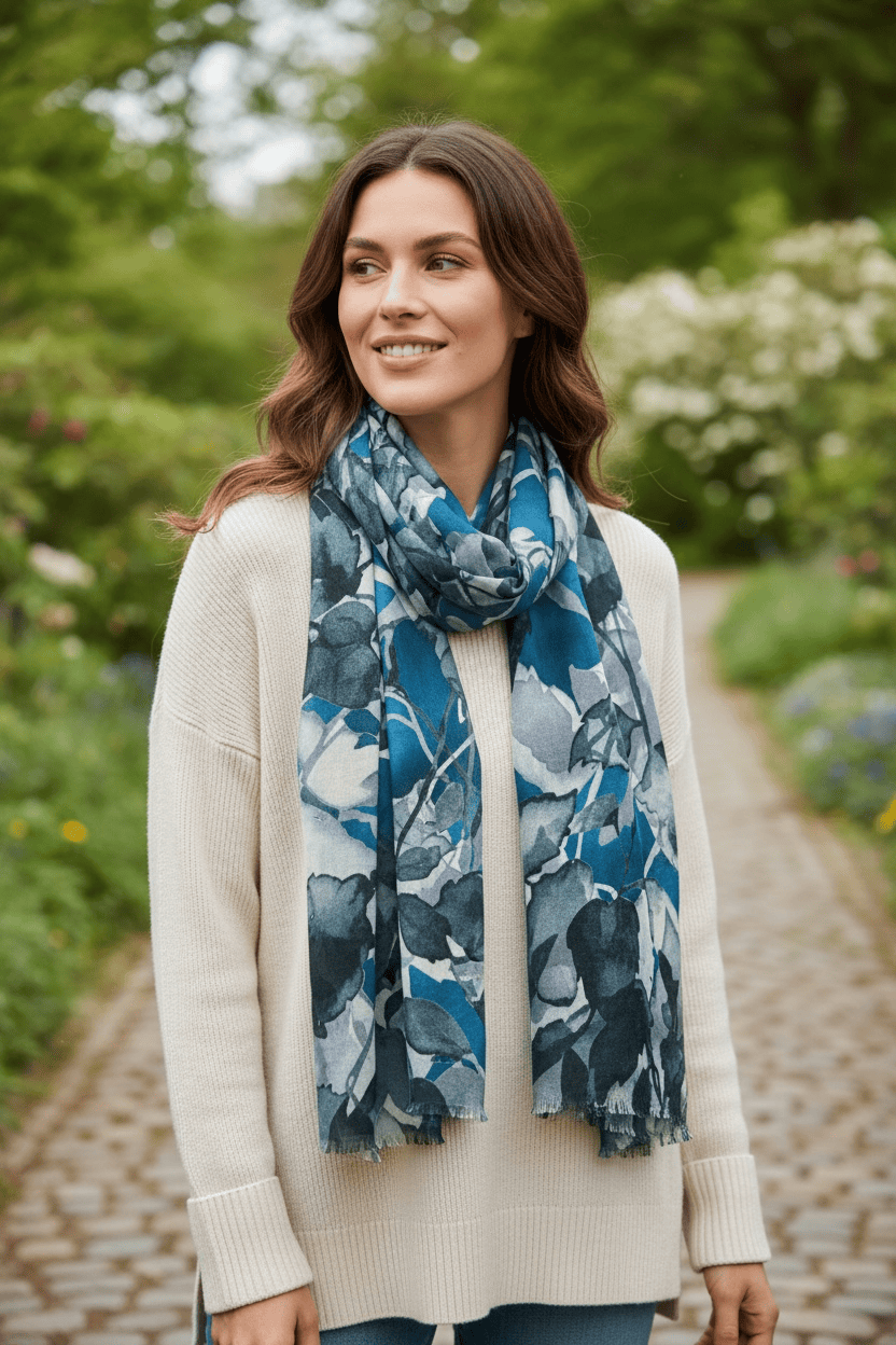 Scarves Australia Apparel & Accessories Teal Blue Grey Cotton Modal Scarf