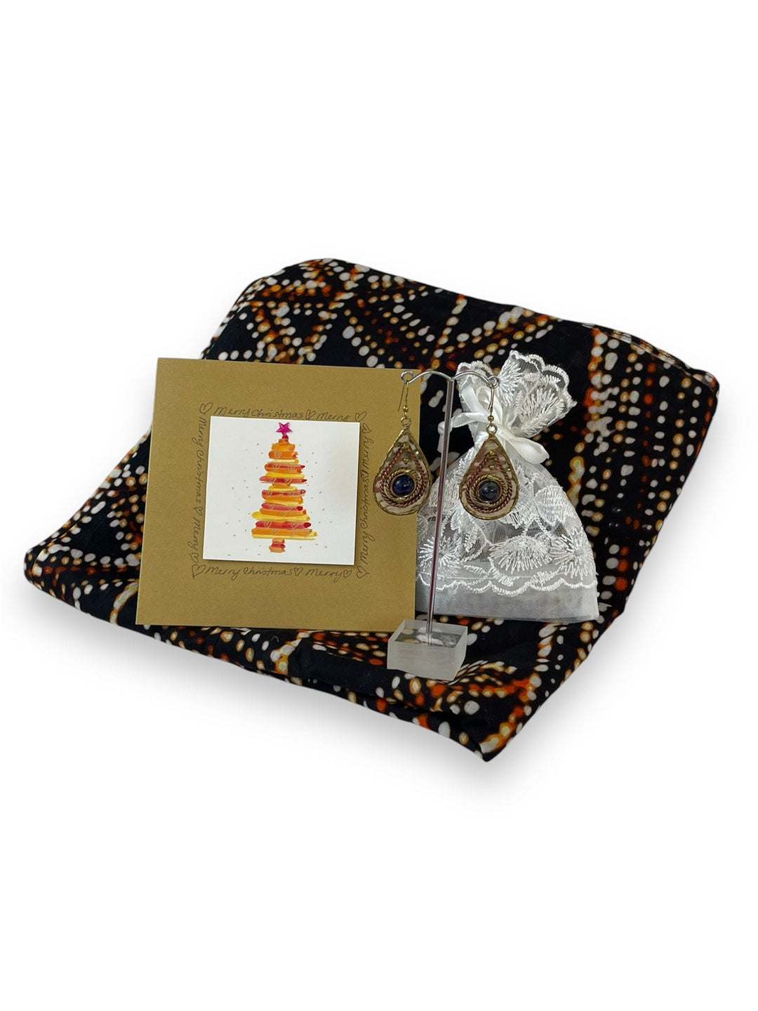 Scarves Australia Beach Sarongs 🎁 Gift Pack - Brown Cotton Sarong + Bronze Earrings + Card