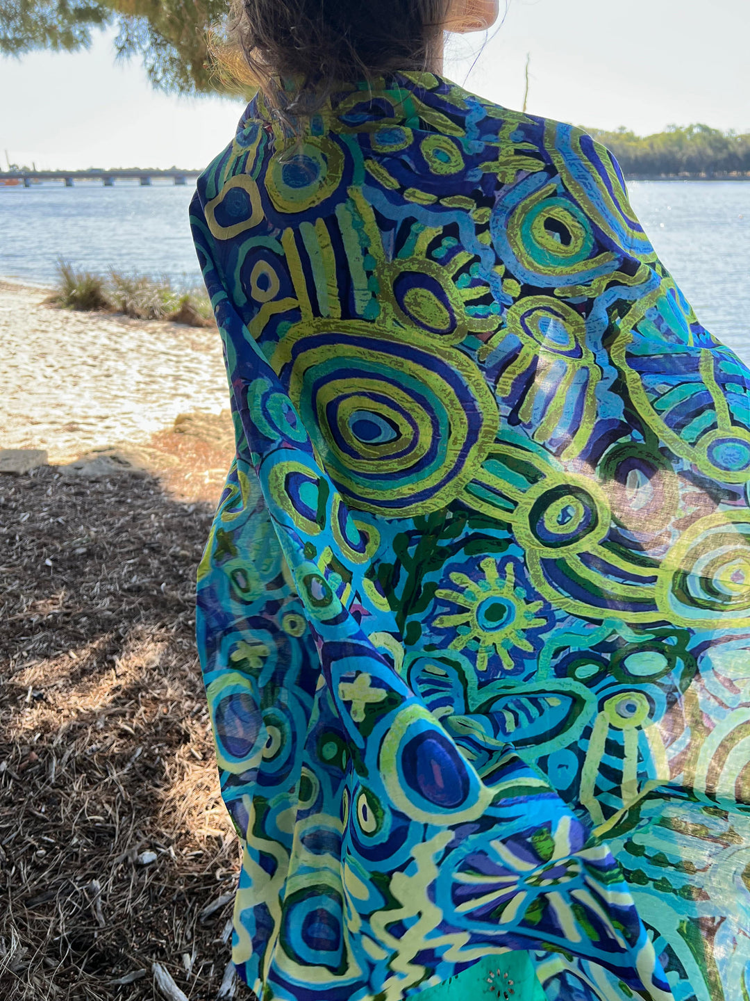 Scarves Australia Beach Sarongs Luxury Beach Sarong Organic Cotton - Green Turquoise