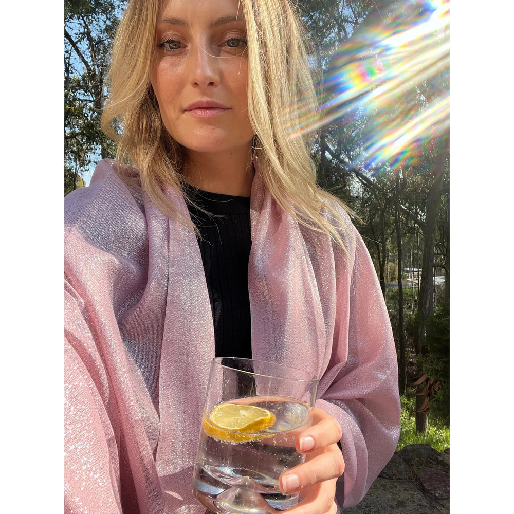 Scarves Australia Evening Shawls 🪩💕Blush Pink - Glamour Shawl - Metallic 💕 🪩